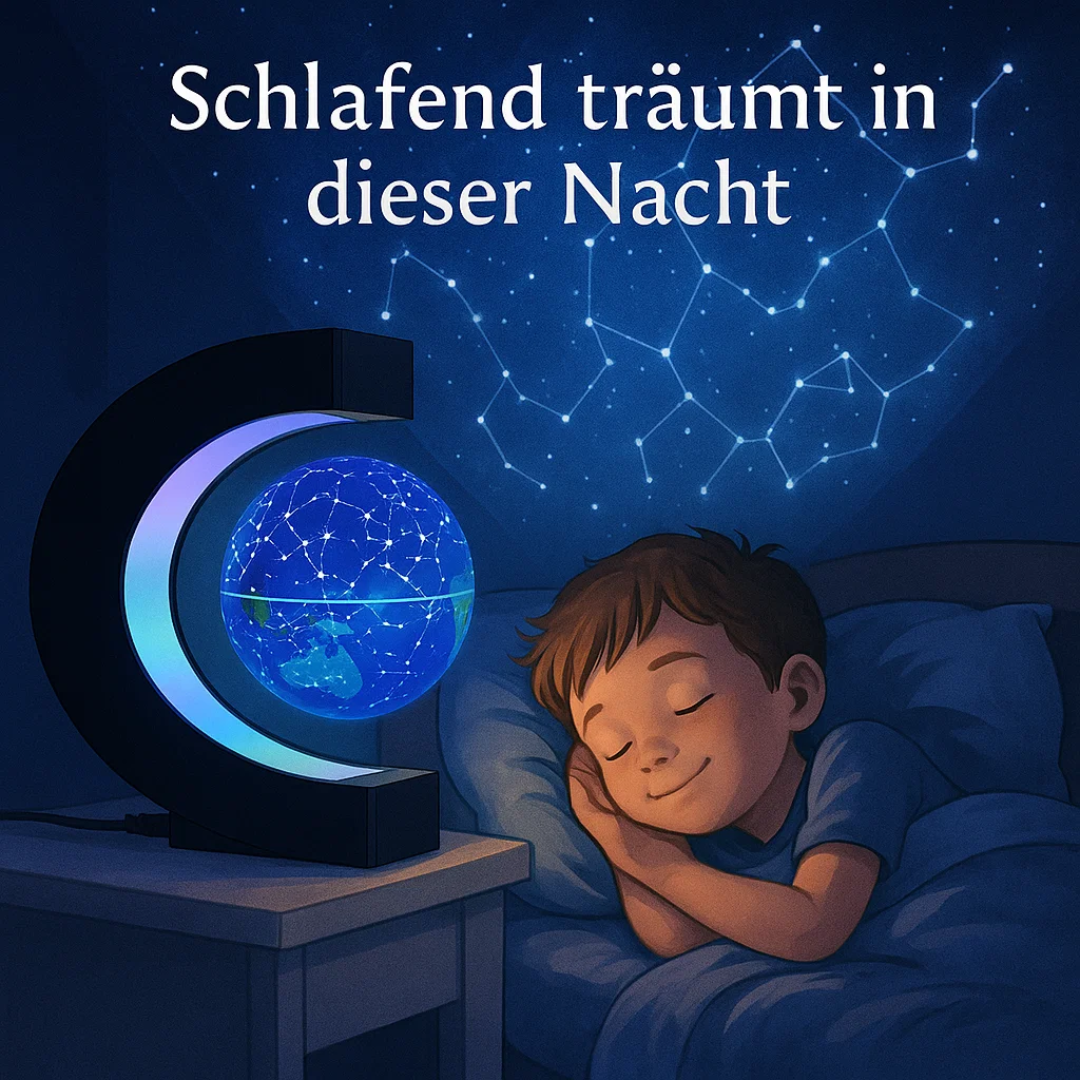 Schwebender LED-Globus mit Magnetaufhängung – Globuslampe mit C-Halter, beleuchtete Weltkarte, 4 Netzadapter EU/US/UK/AU