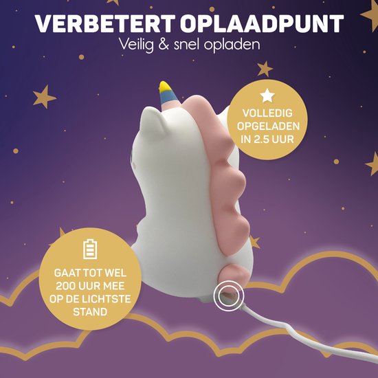 Night Light with Unicorn Design and USB Rechargeable Battery - view 3