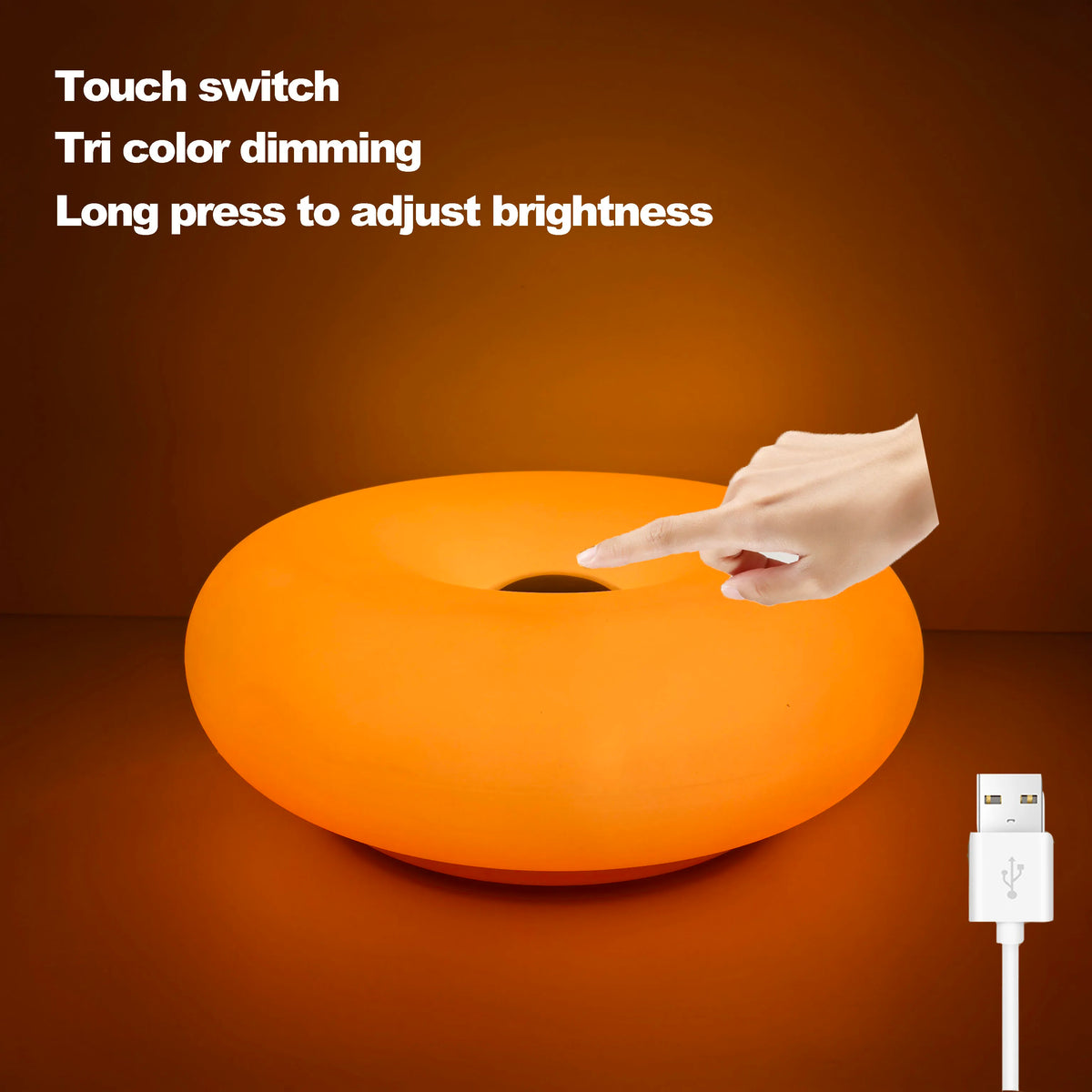 Touch Lamp with Bauhaus Donut Design and USB Power