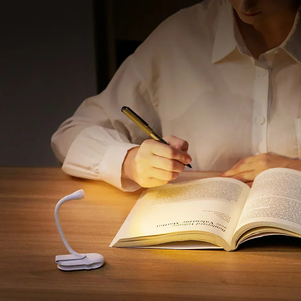 Mini Buchlicht - Tragbare Clip-On Nachtlampe mit USB-Ladung, dimmbare LED für Schlafzimmer, Augenschutz und Camping - 36