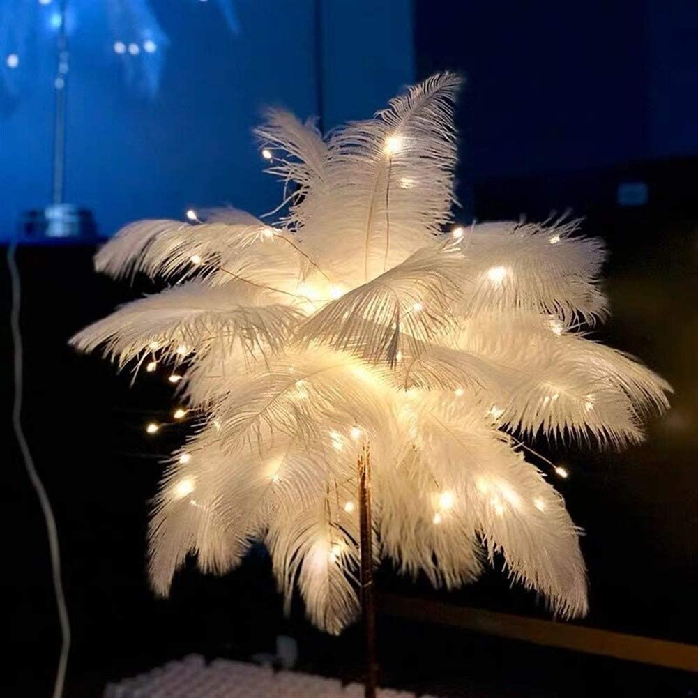 Feather Lamp with Rose Gold Base and Battery or USB Power - view 8