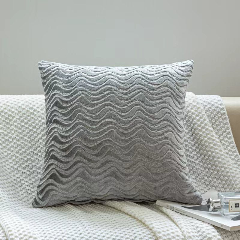 Boucle Cushions with Removable Cover, Raised Wave Pattern