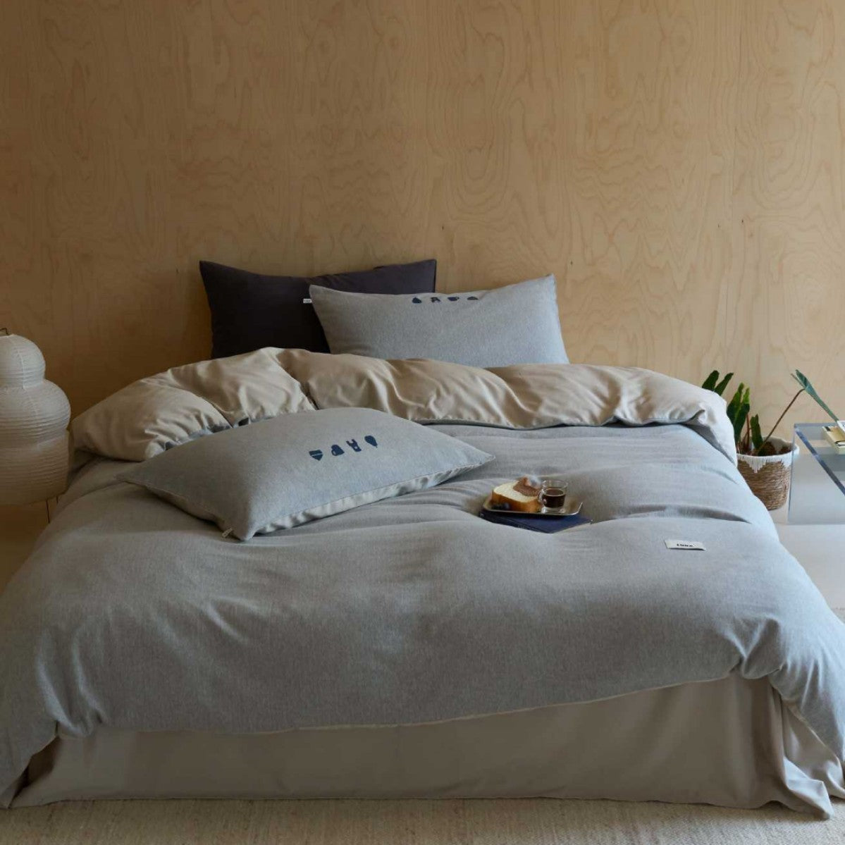 Brushed Cotton Bedding, Reversible with Light Quilting and Embroidery