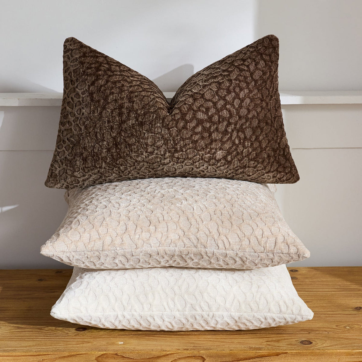 Cushion Covers in Chenille with Raised Pebble Texture, Washable