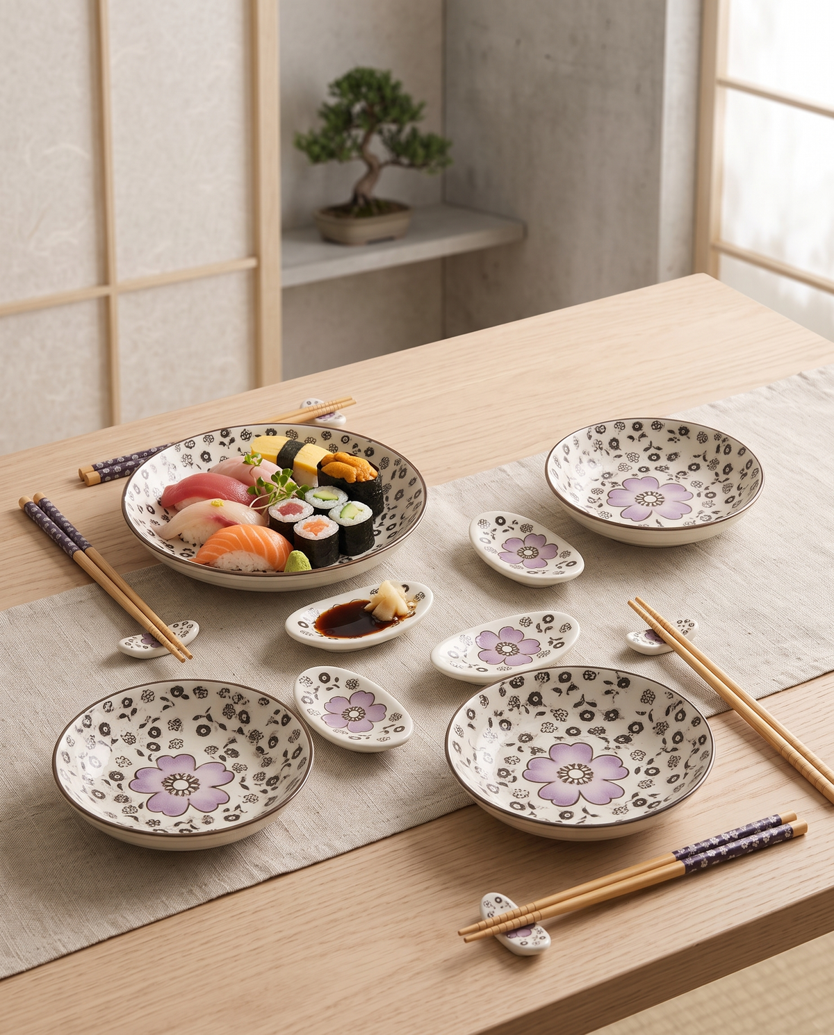 Dinnerware Sets with Hand-Painted Ceramic Cherry Blossom Design