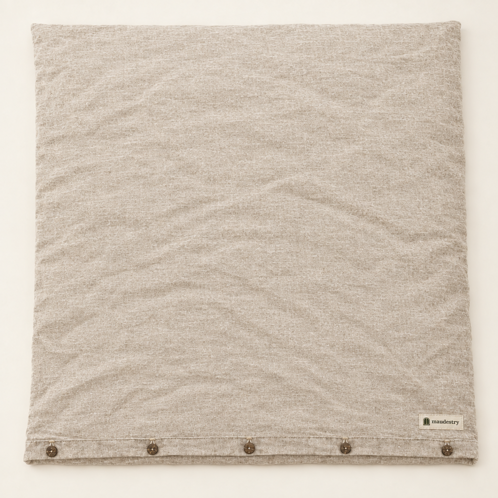 Duvet Covers in Stonewashed Linen with Coconut-Shell Buttons