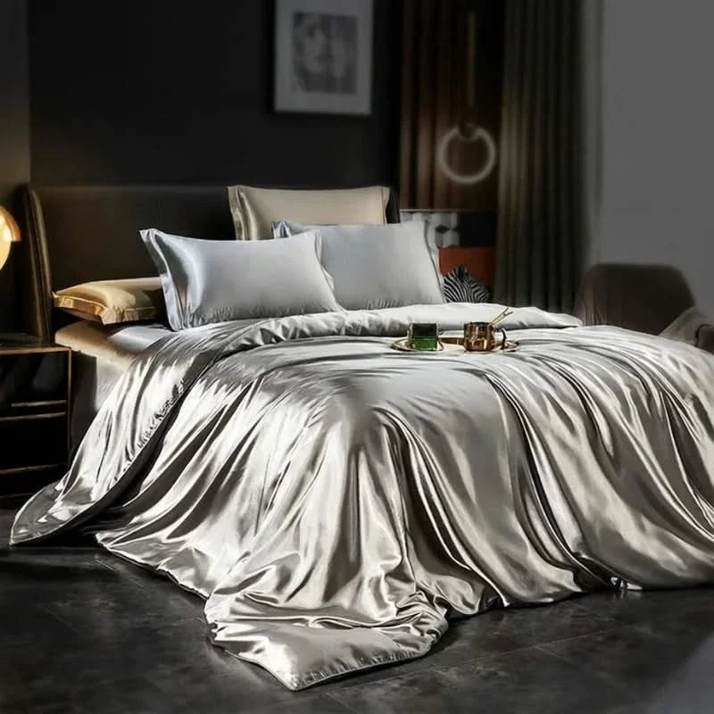 Duvet Covers with Silky Finish, Plain Machine-Washable Bedding