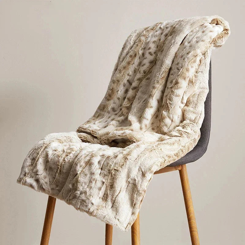 Faux Fur Throw Blanket, Plush, Reversible and Lightweight