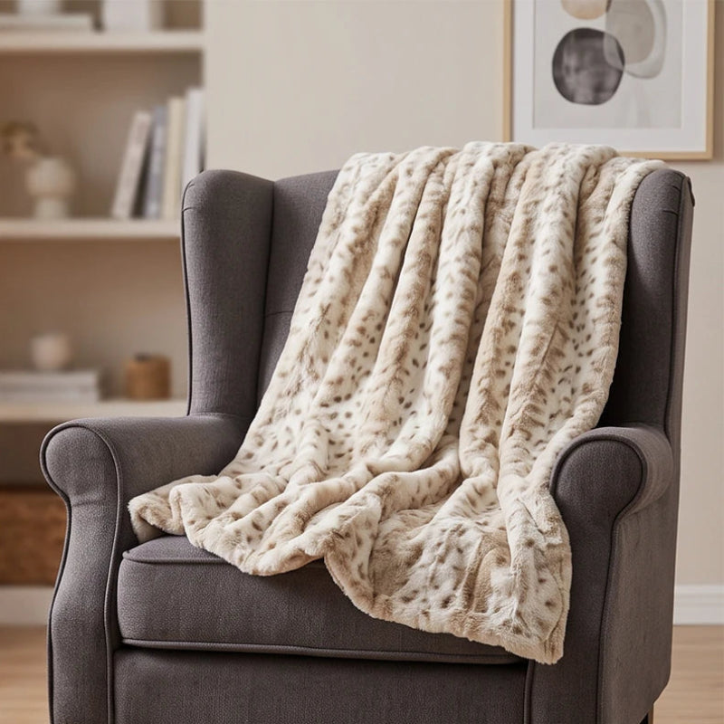 Faux Fur Throw Blanket, Plush, Reversible and Lightweight