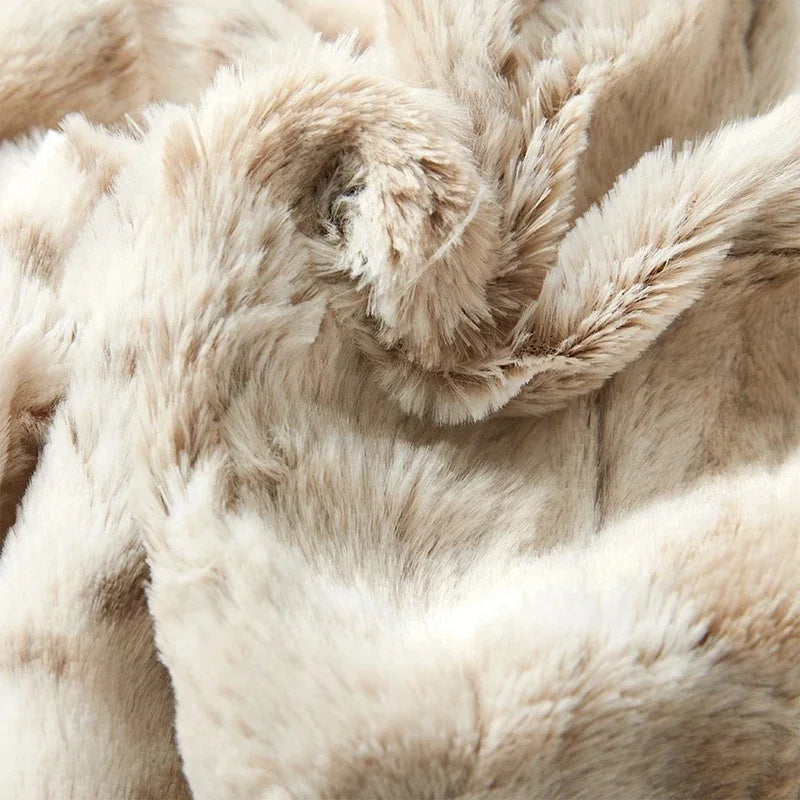 Faux Fur Throw Blanket, Plush, Reversible and Lightweight