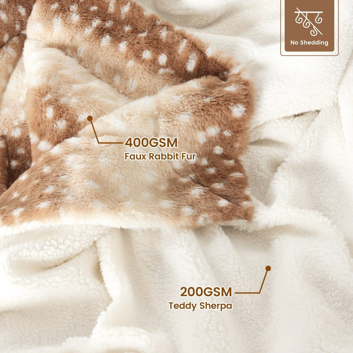 Faux Fur Throw Soft Deer Print, Machine Washable Sofa Blanket
