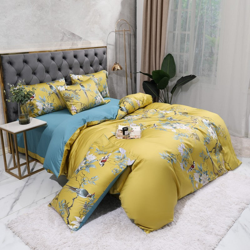 King Size Duvet Cover Set Egyptian Cotton 500 TC, Tropical Bird Print