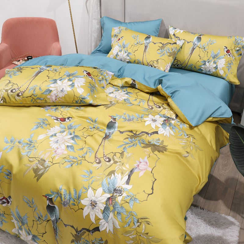 King Size Duvet Cover Set Egyptian Cotton 500 TC, Tropical Bird Print