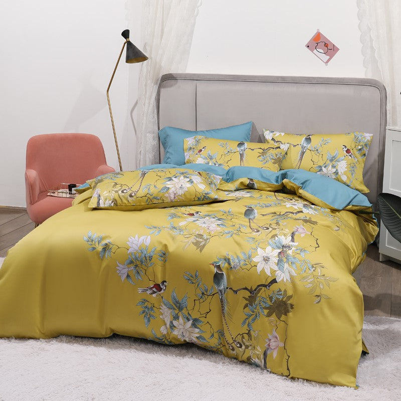 King Size Duvet Cover Set Egyptian Cotton 500 TC, Tropical Bird Print