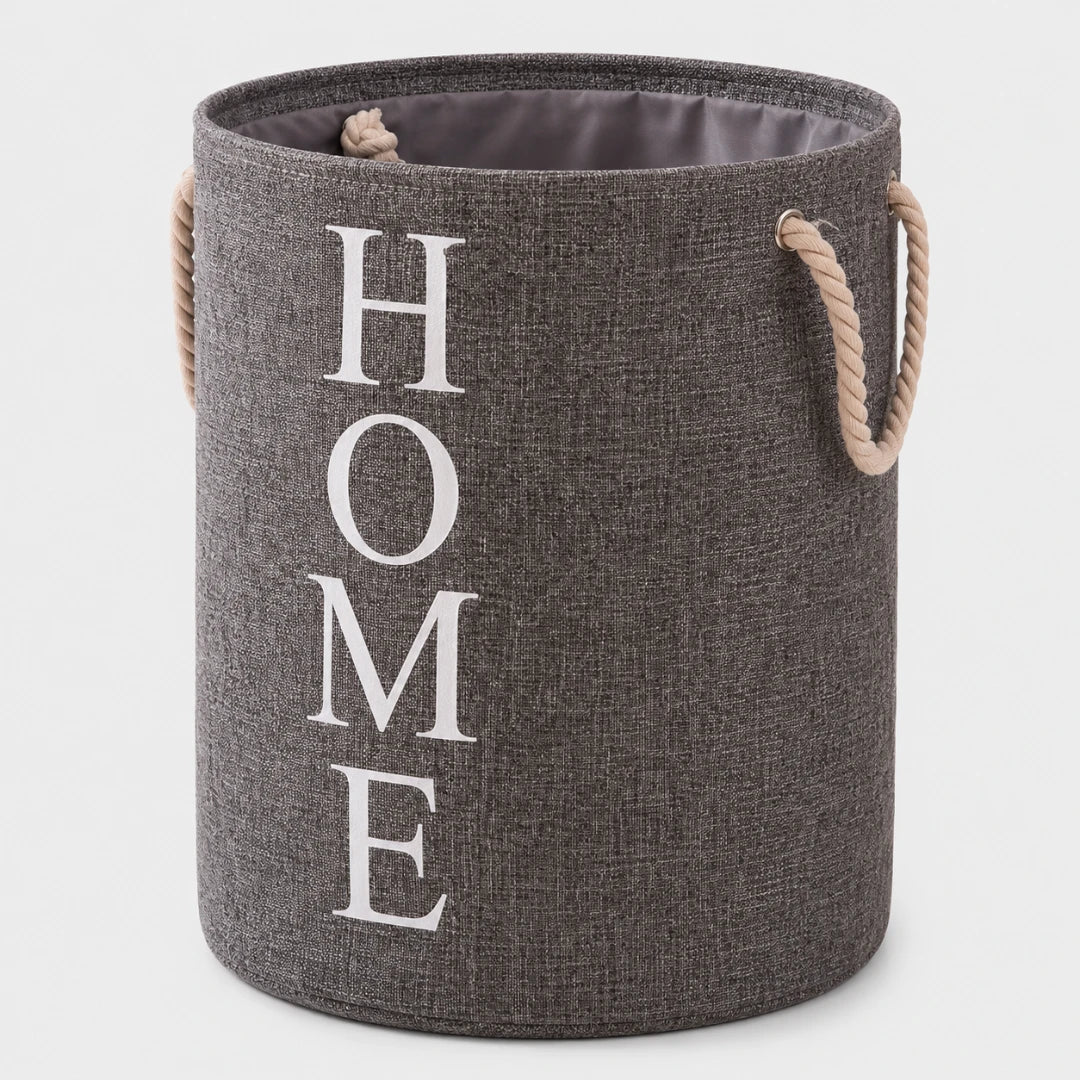 Laundry Basket in Woven Linen Look, Foldable and Breathable