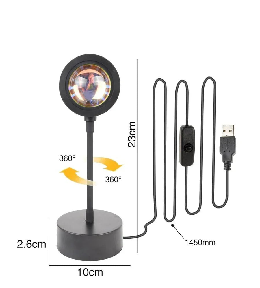 Sunset Lamp with 90° Rotating Head and USB Power for Bedroom - view 8