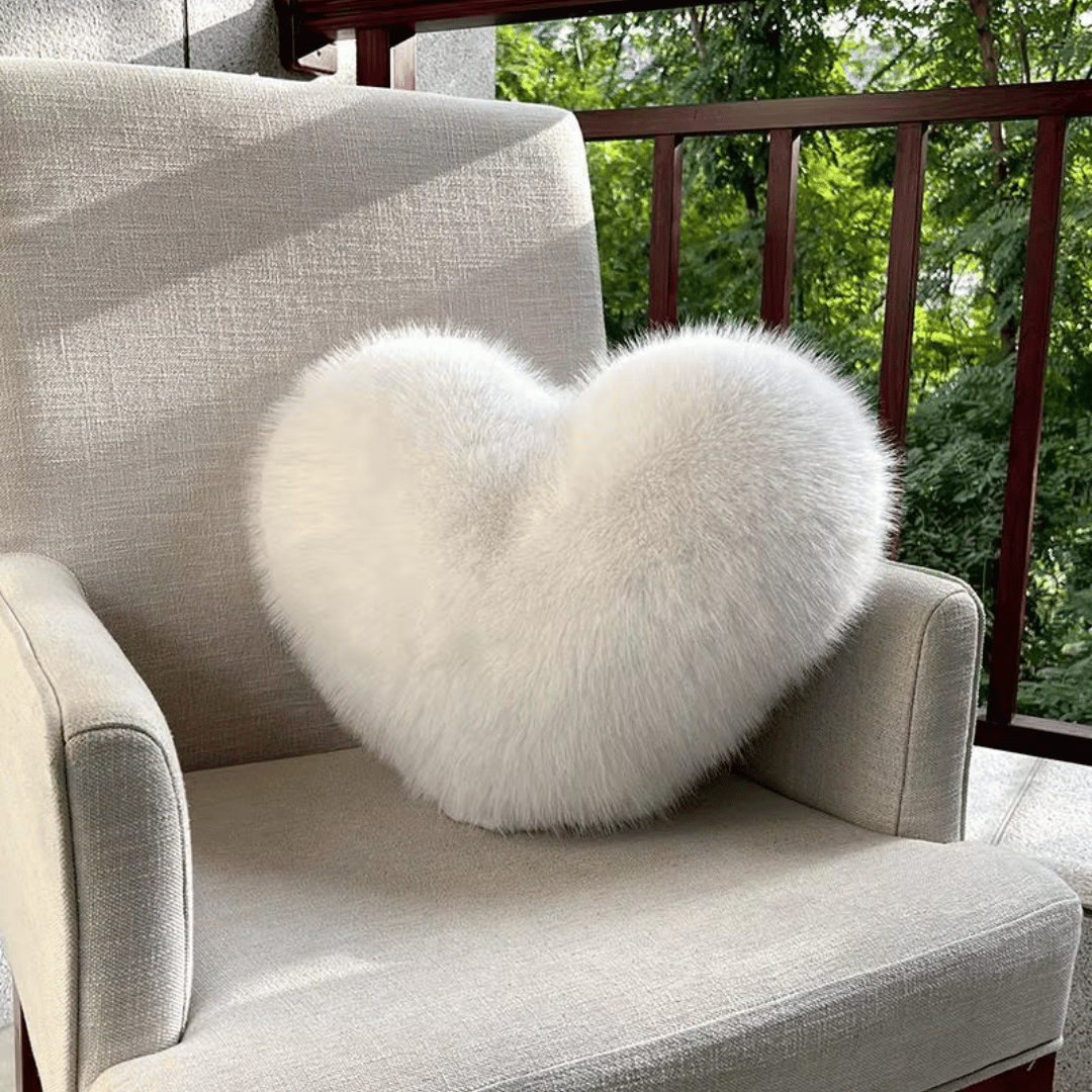 Sofa Cushions with Soft Plush Finish, Heart-Shaped Pillow