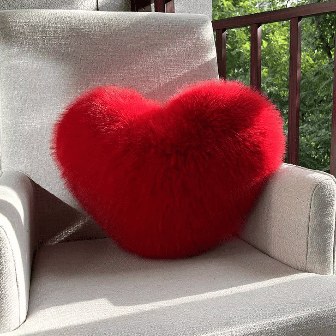 Sofa Cushions with Soft Plush Finish, Heart-Shaped Pillow