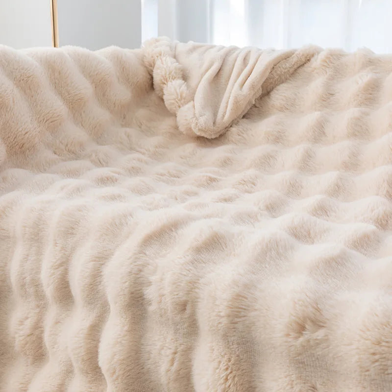 Sofa Throws in Plush Coral Fleece, Lightweight and Reversible