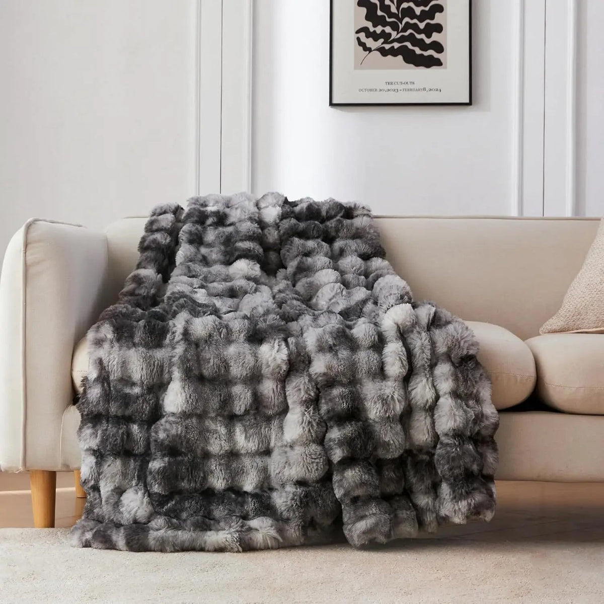 Sofa Throws in Thick Pile, Double-Layer Bubble Quilted Design