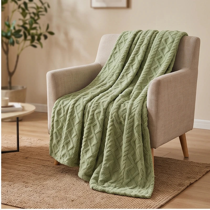 Throws in Quilted Fleece with Raised Jacquard Texture, Lightweight