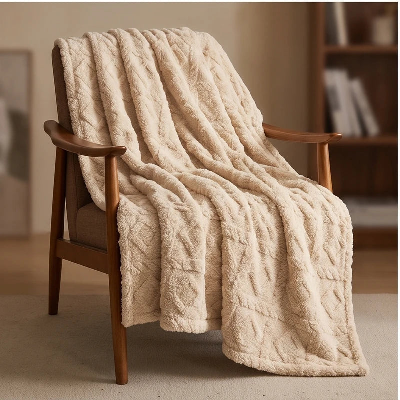 Throws in Quilted Fleece with Raised Jacquard Texture, Lightweight