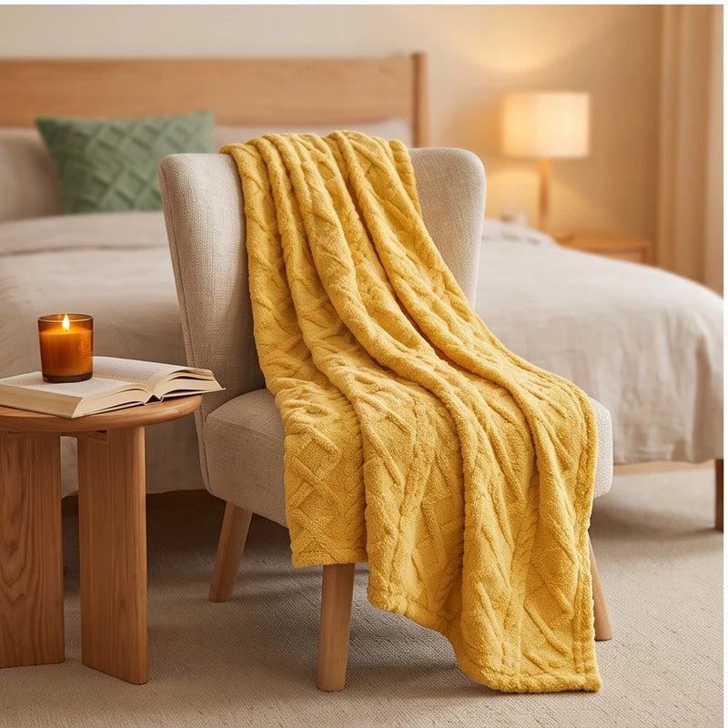 Throws in Quilted Fleece with Raised Jacquard Texture, Lightweight