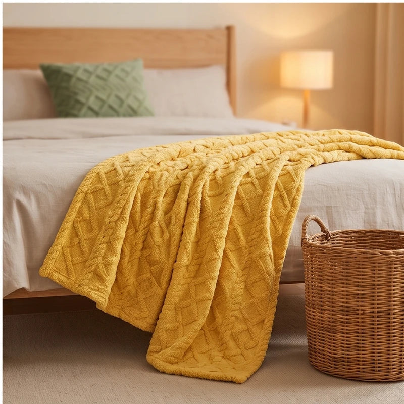 Throws in Quilted Fleece with Raised Jacquard Texture, Lightweight