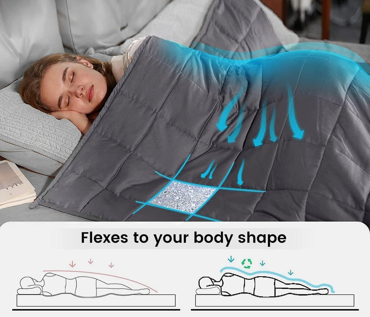 Weighted Blanket with Glass Bead Filling, Evenly Quilted Pockets