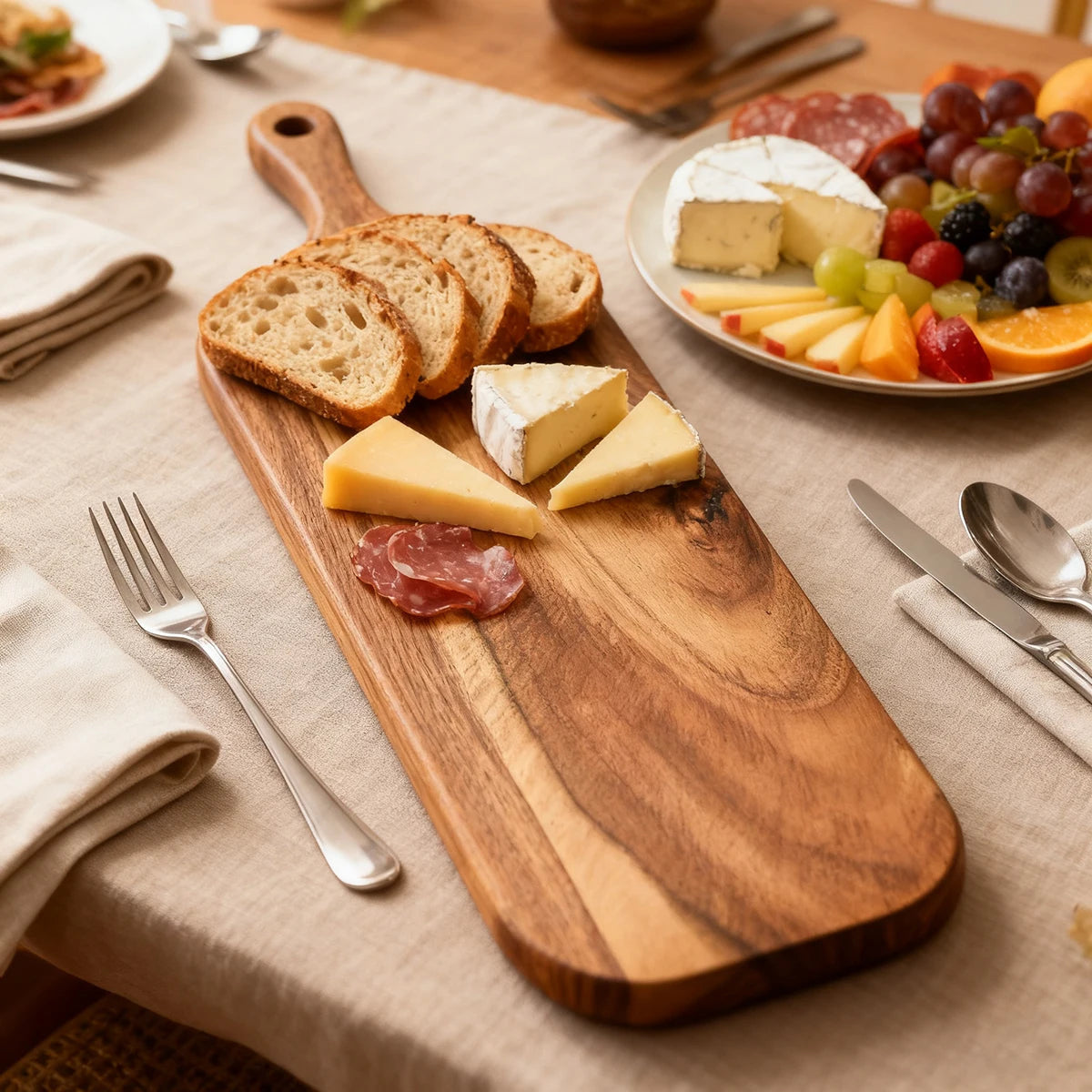Wooden Chopping Board in Solid Acacia with Handle, Serving Board