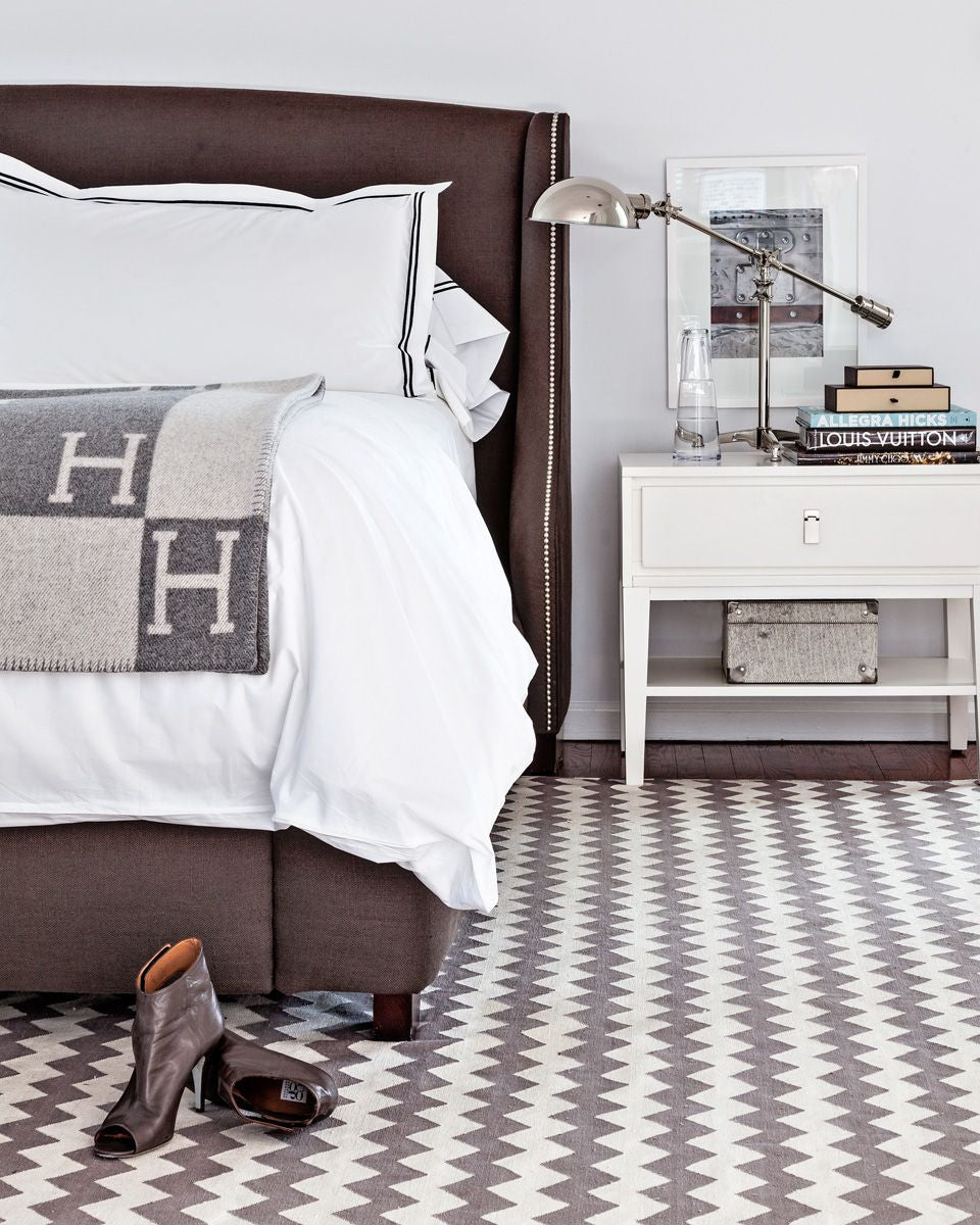 Wool Blanket with Cashmere, Warm Two-Tone Block Pattern Throw