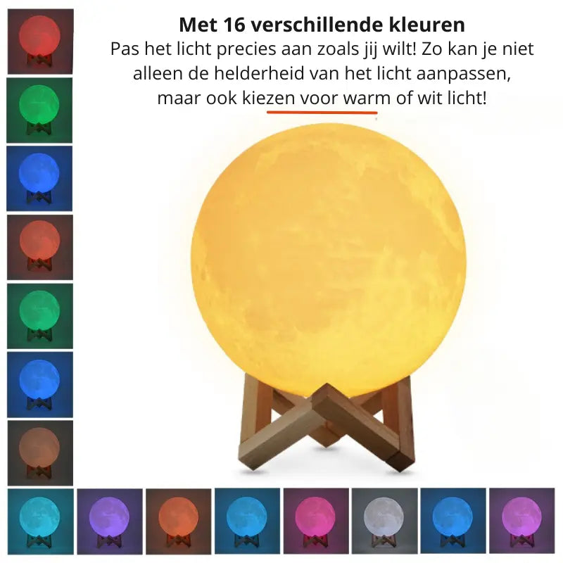 Moon Lamp with 16 Colour Touch Dimming and Wooden Stand - view 5
