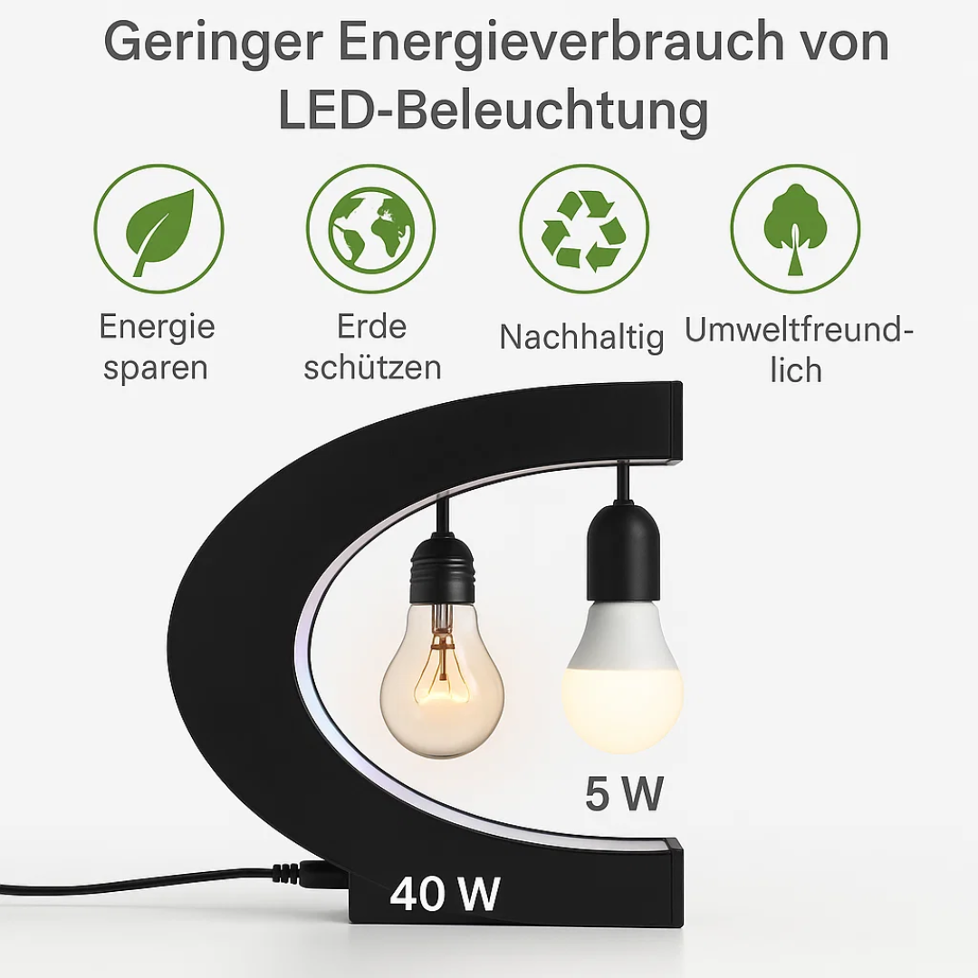Schwebender LED-Globus mit Magnetaufhängung – Globuslampe mit C-Halter, beleuchtete Weltkarte, 4 Netzadapter EU/US/UK/AU