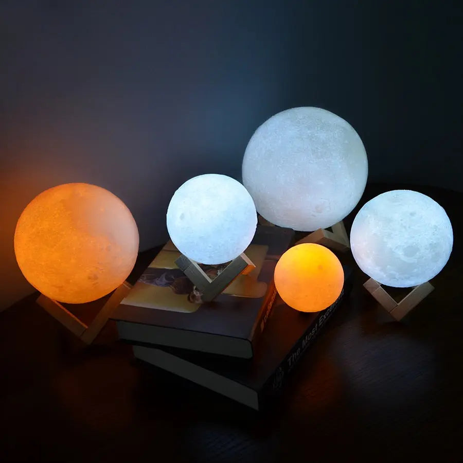 Moon Lamp with 16 Colour Touch Dimming and Wooden Stand - view 2