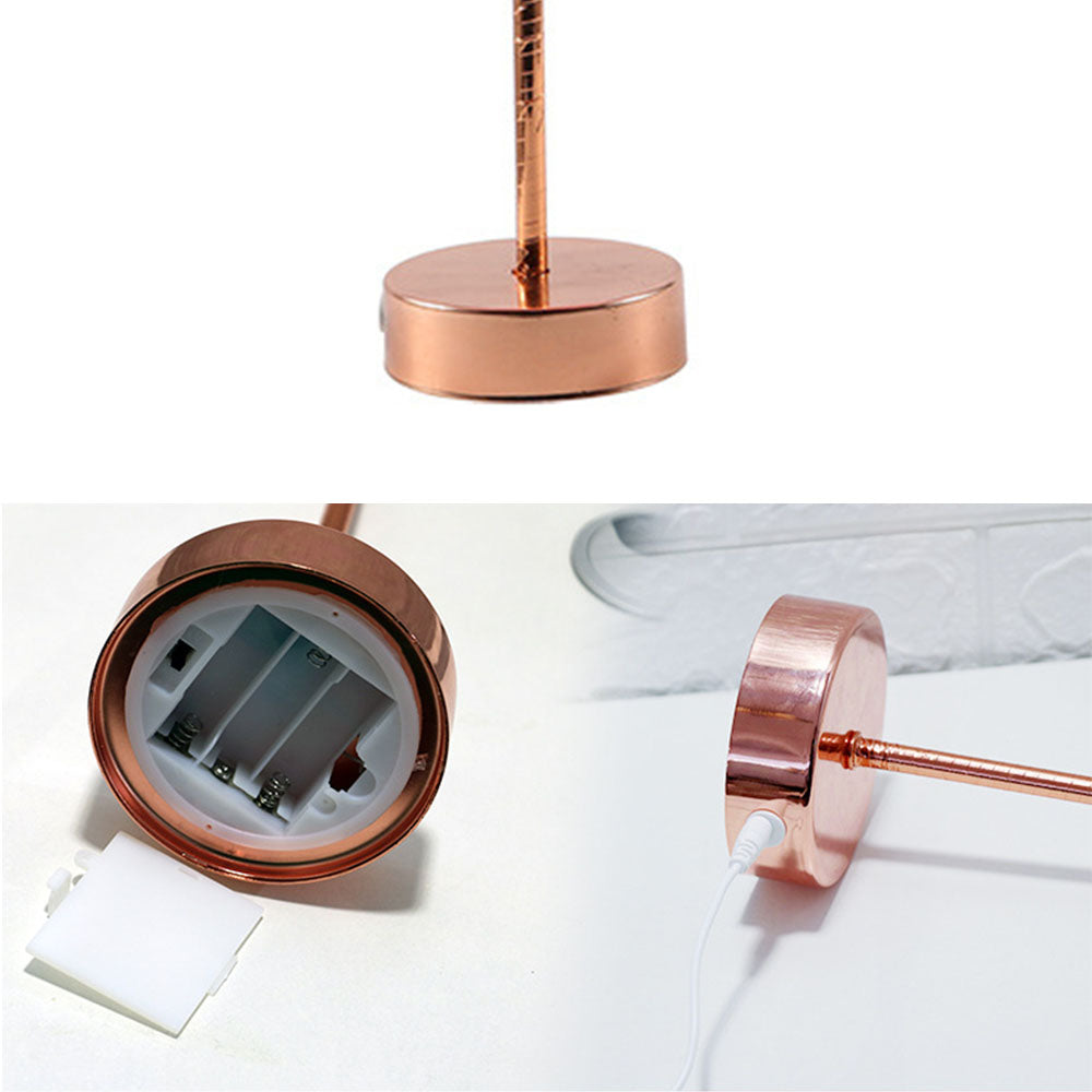 Feather Lamp with Rose Gold Base and Battery or USB Power - view 11