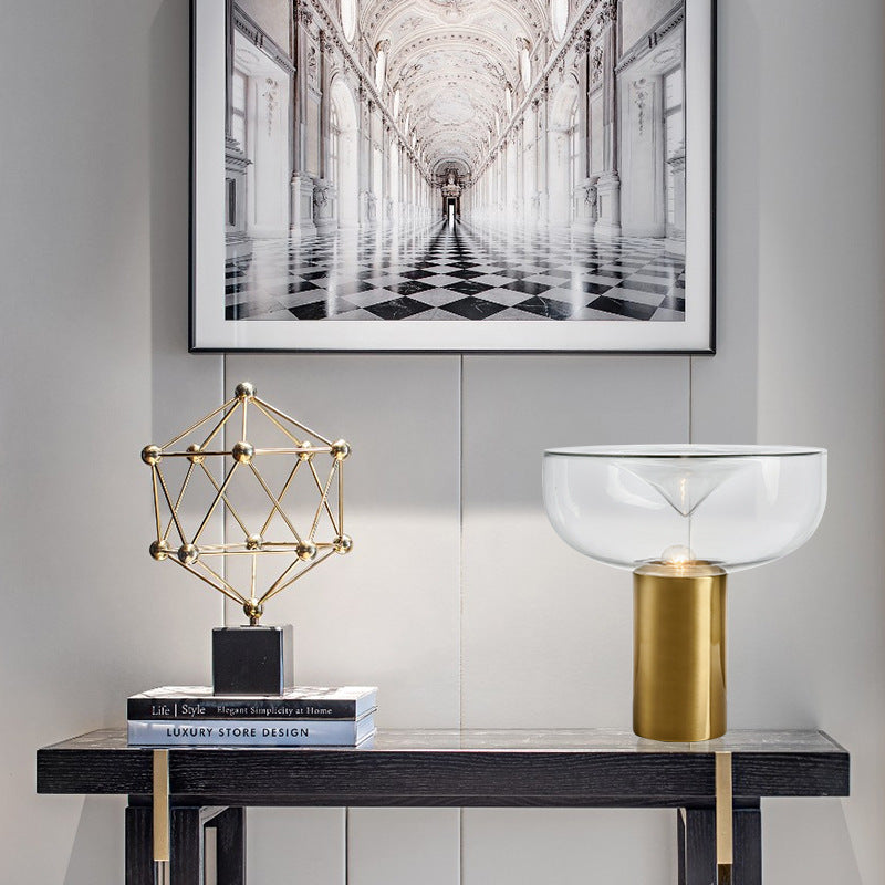Moderne Glas Akzent Tischlampe mit goldener Basis