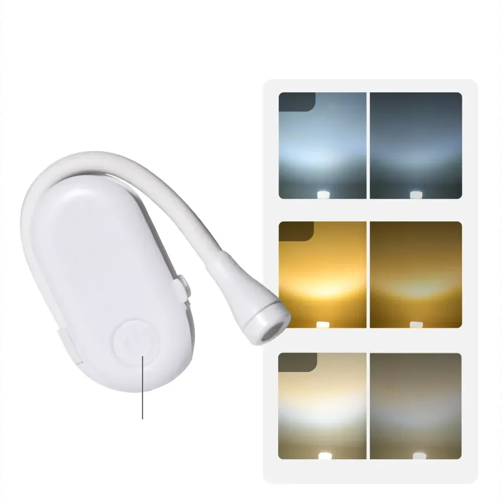 Mini Buchlicht - Tragbare Clip-On Nachtlampe mit USB-Ladung, dimmbare LED für Schlafzimmer, Augenschutz und Camping - 36
