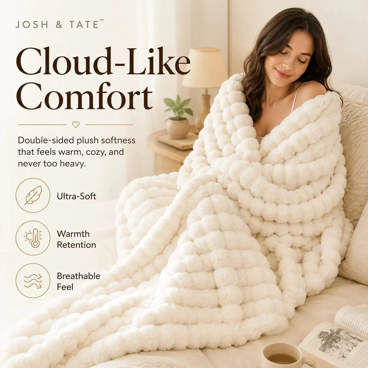 Bed Throws in Soft Ribbed Fleece, Heavy Machine-Washable Blanket