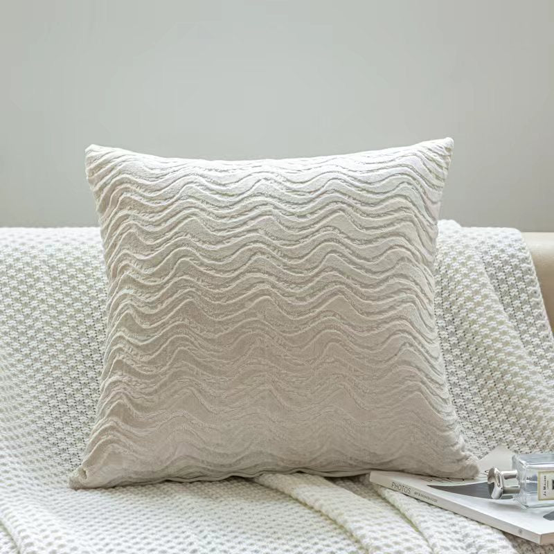 Boucle Cushions with Removable Cover, Raised Wave Pattern