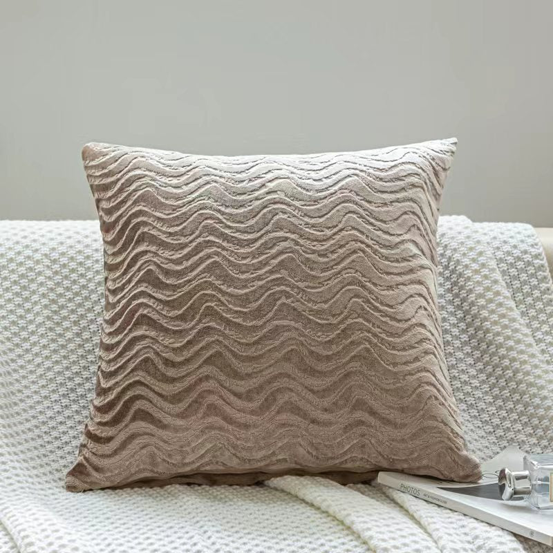 Boucle Cushions with Removable Cover, Raised Wave Pattern