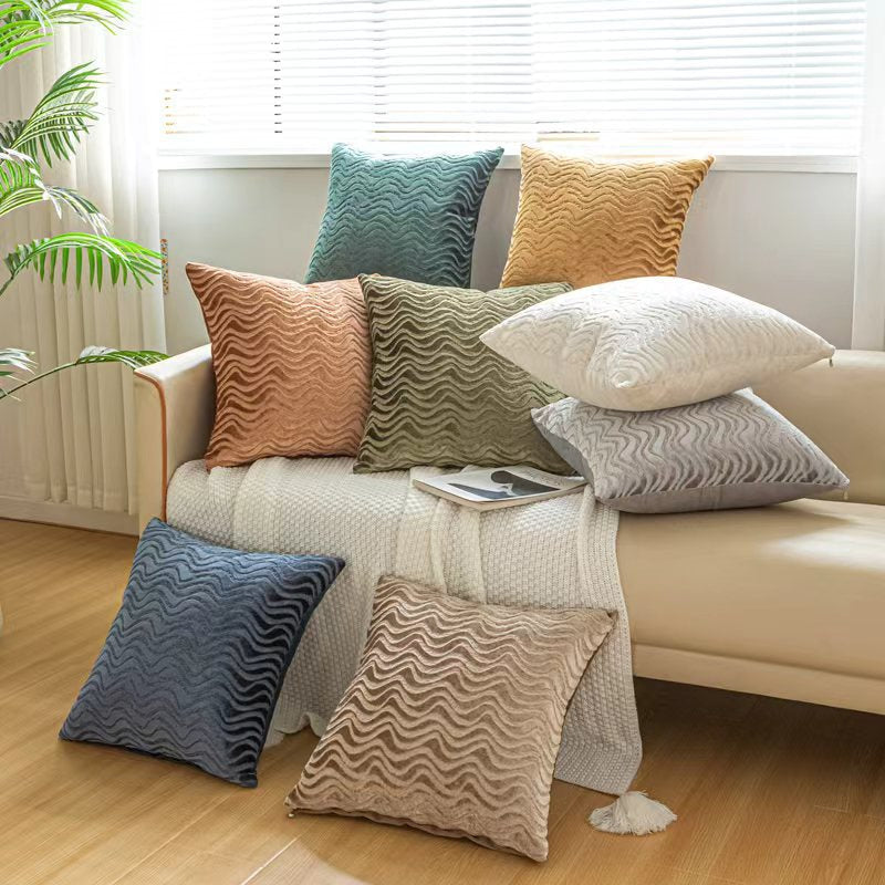 Boucle Cushions with Removable Cover, Raised Wave Pattern