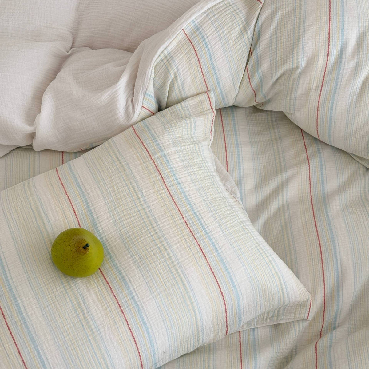 Brushed Cotton Bedding Quilted Gauze, Striped Duvet Cover Set