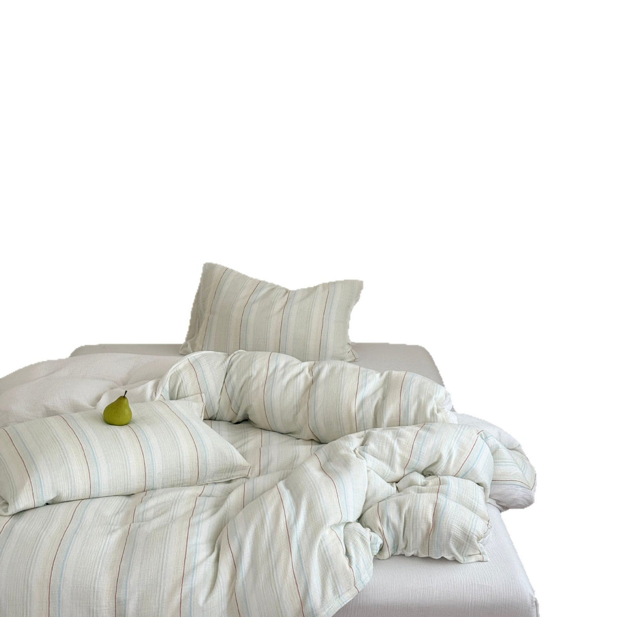 Brushed Cotton Bedding Quilted Gauze, Striped Duvet Cover Set