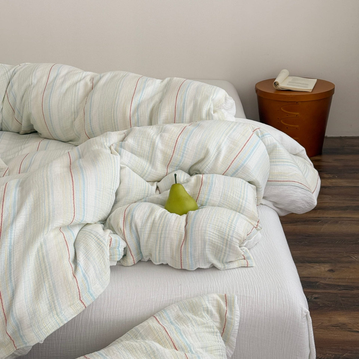 Brushed Cotton Bedding Quilted Gauze, Striped Duvet Cover Set