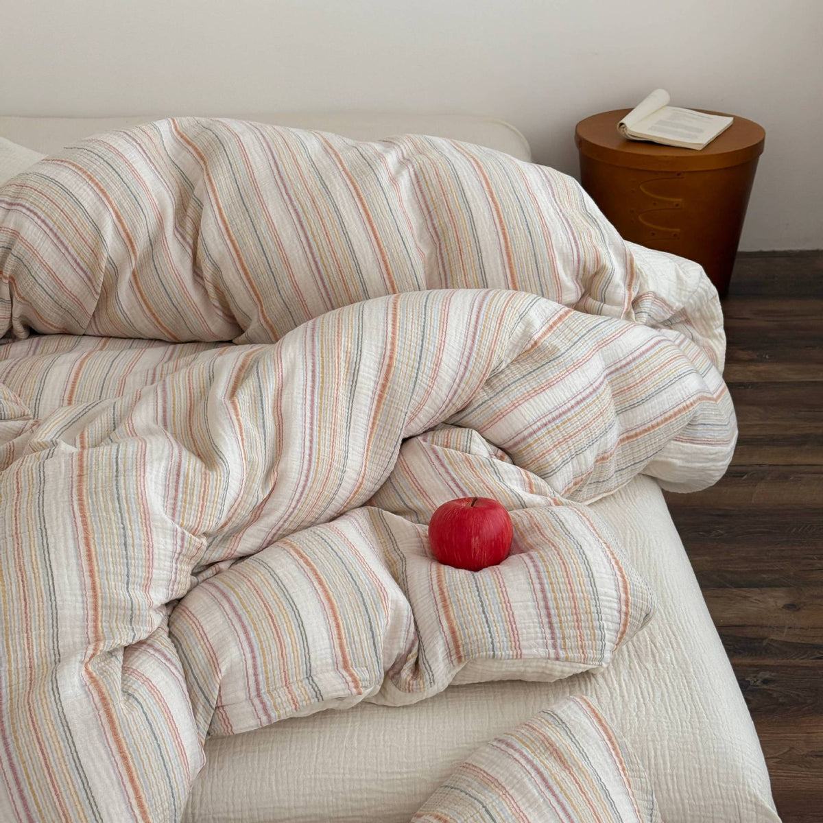 Brushed Cotton Bedding Quilted Gauze, Striped Duvet Cover Set