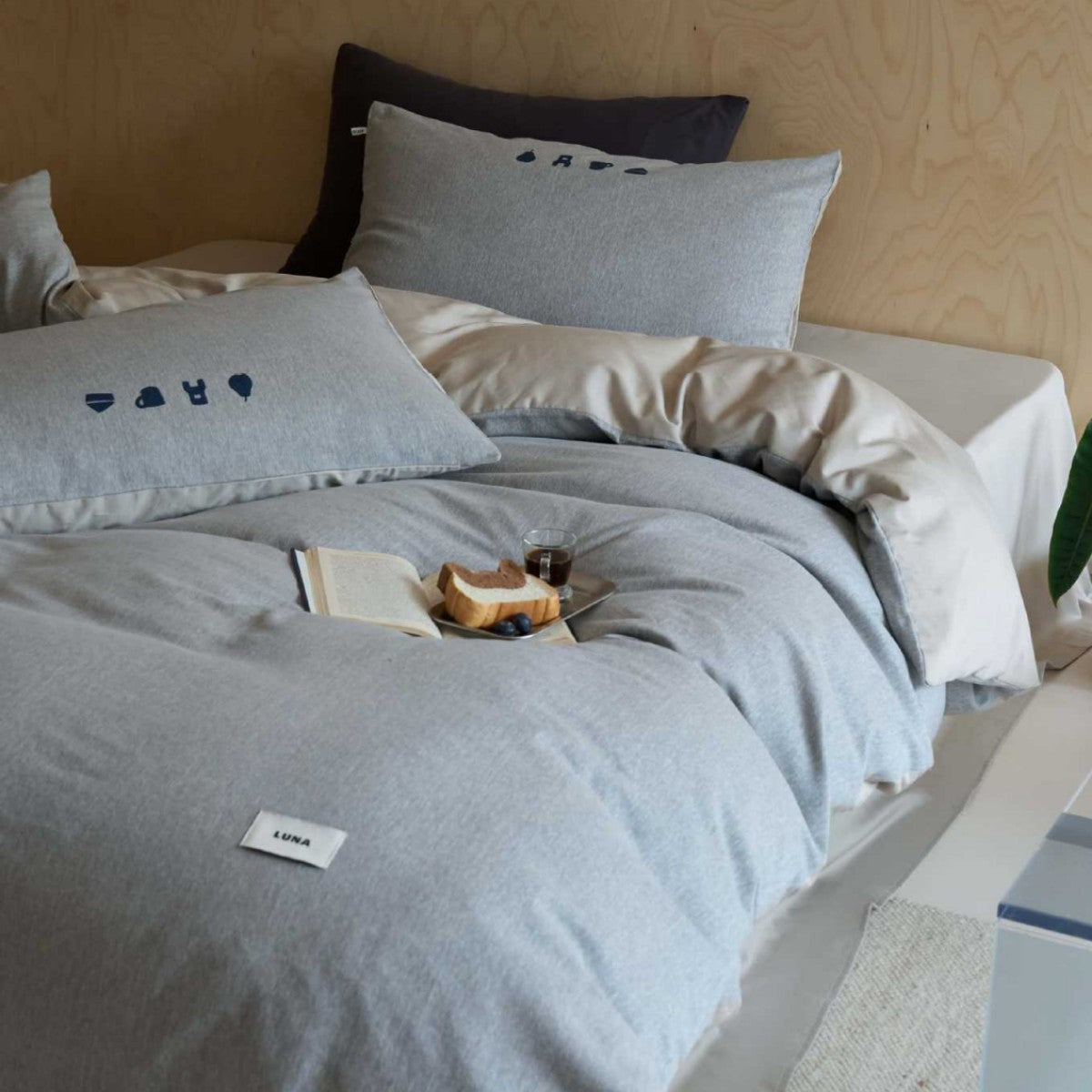Brushed Cotton Bedding, Reversible with Light Quilting and Embroidery