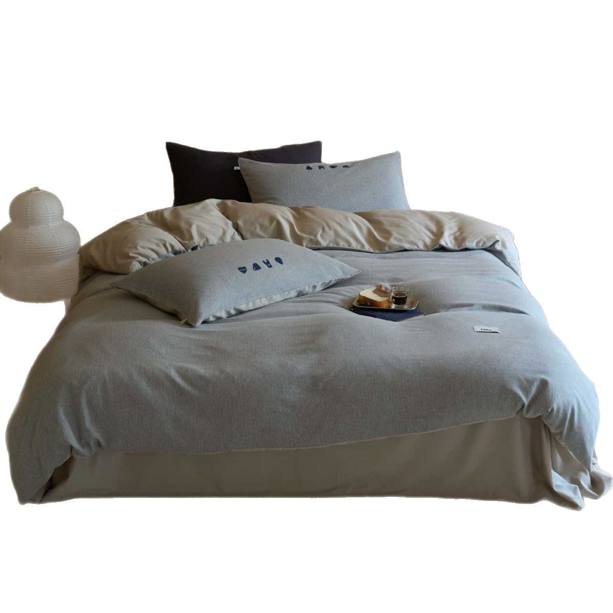 Brushed Cotton Bedding, Reversible with Light Quilting and Embroidery