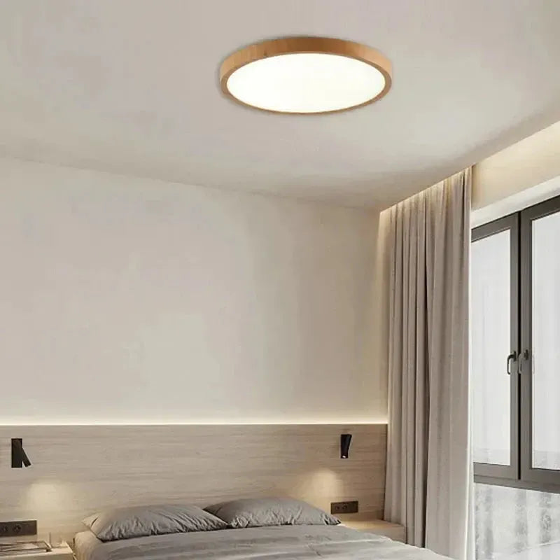 Flush Ceiling Light with Ultra-Thin Wood Effect Design