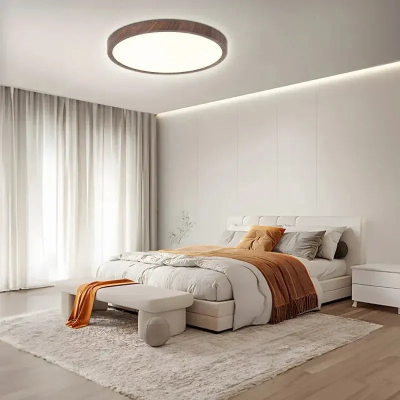 Flush Ceiling Light with Ultra-Thin Wood Effect Design