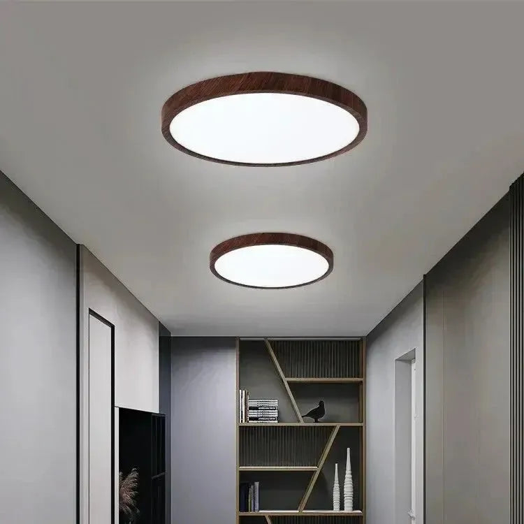Flush Ceiling Light with Ultra-Thin Wood Effect Design